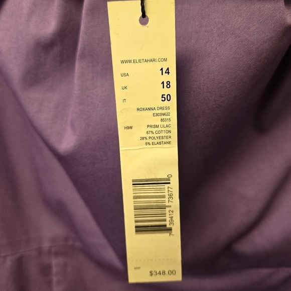 Elie Tahari Roxanna Poplin Ruffle Neck Trim Dress Prism Lilac 14 - Picture 14 of 15